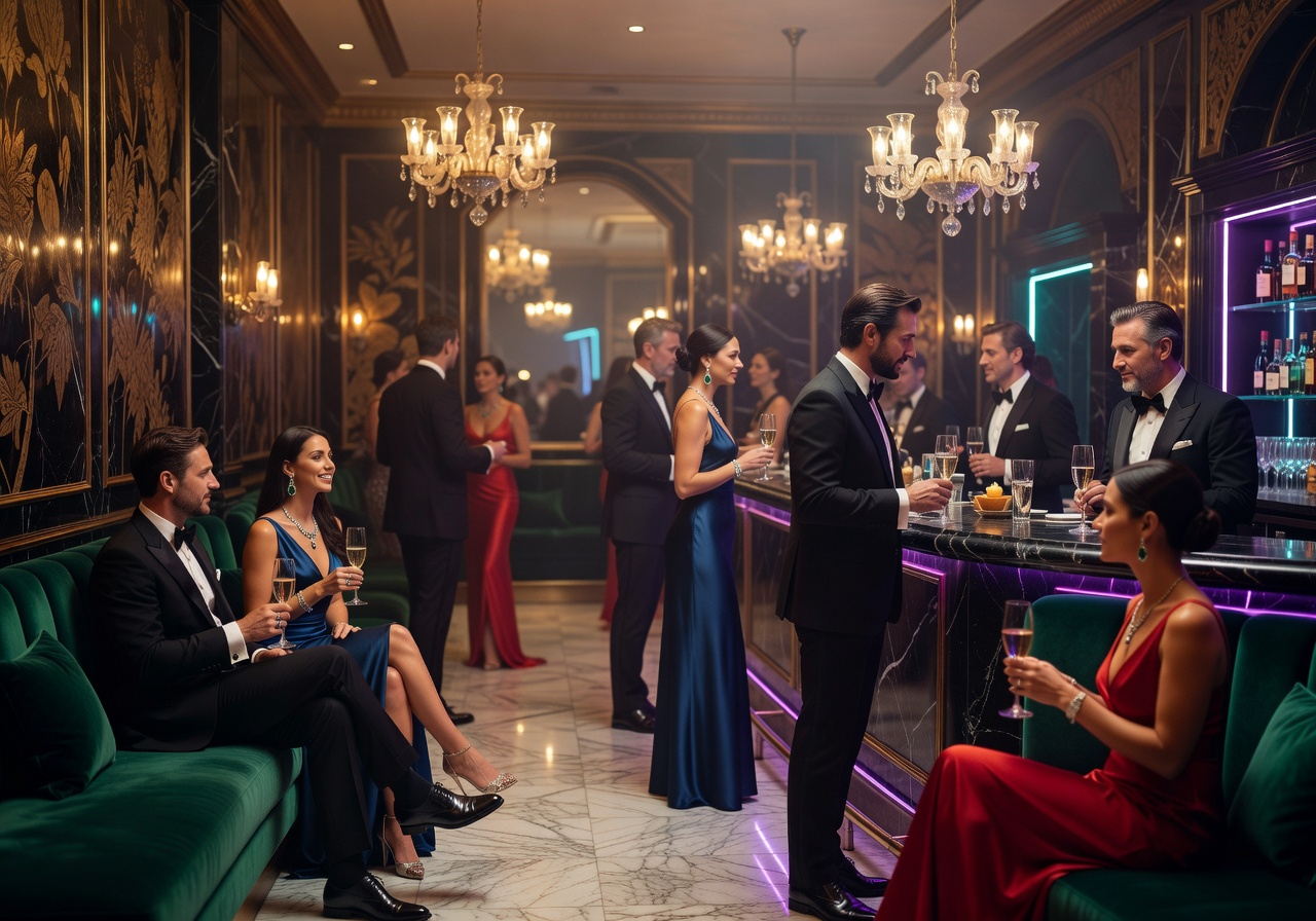 Elegant luxury nightclub setting in Milan